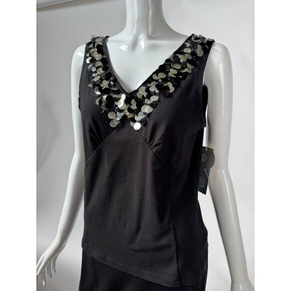 Nine West Black Sidewalk Cafe Sleeveless Top With Sequin Detail Size M New With - Picture 9 of 16